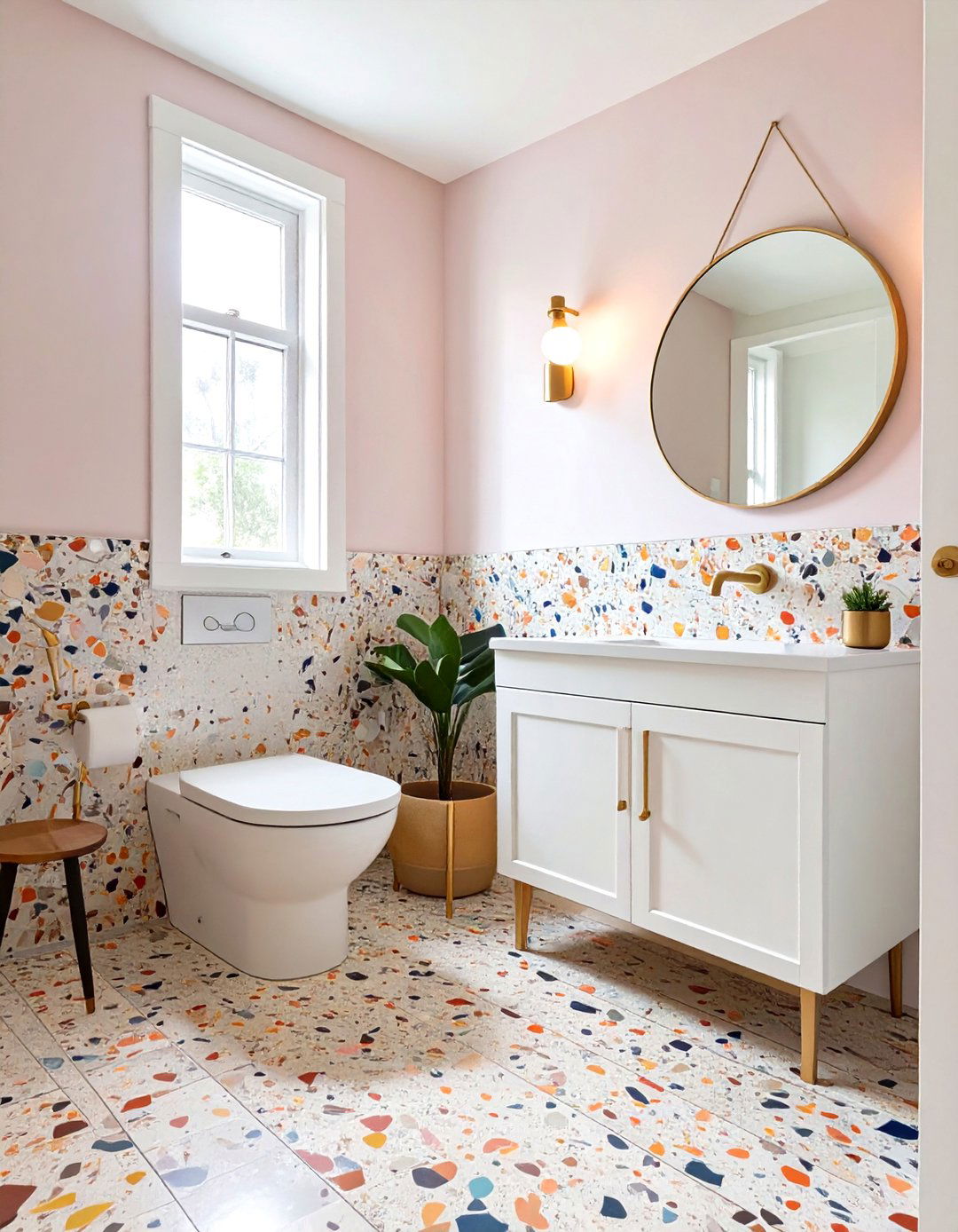 Terrazzo Fun Half Bathroom - 30 half bathroom remodel ideas