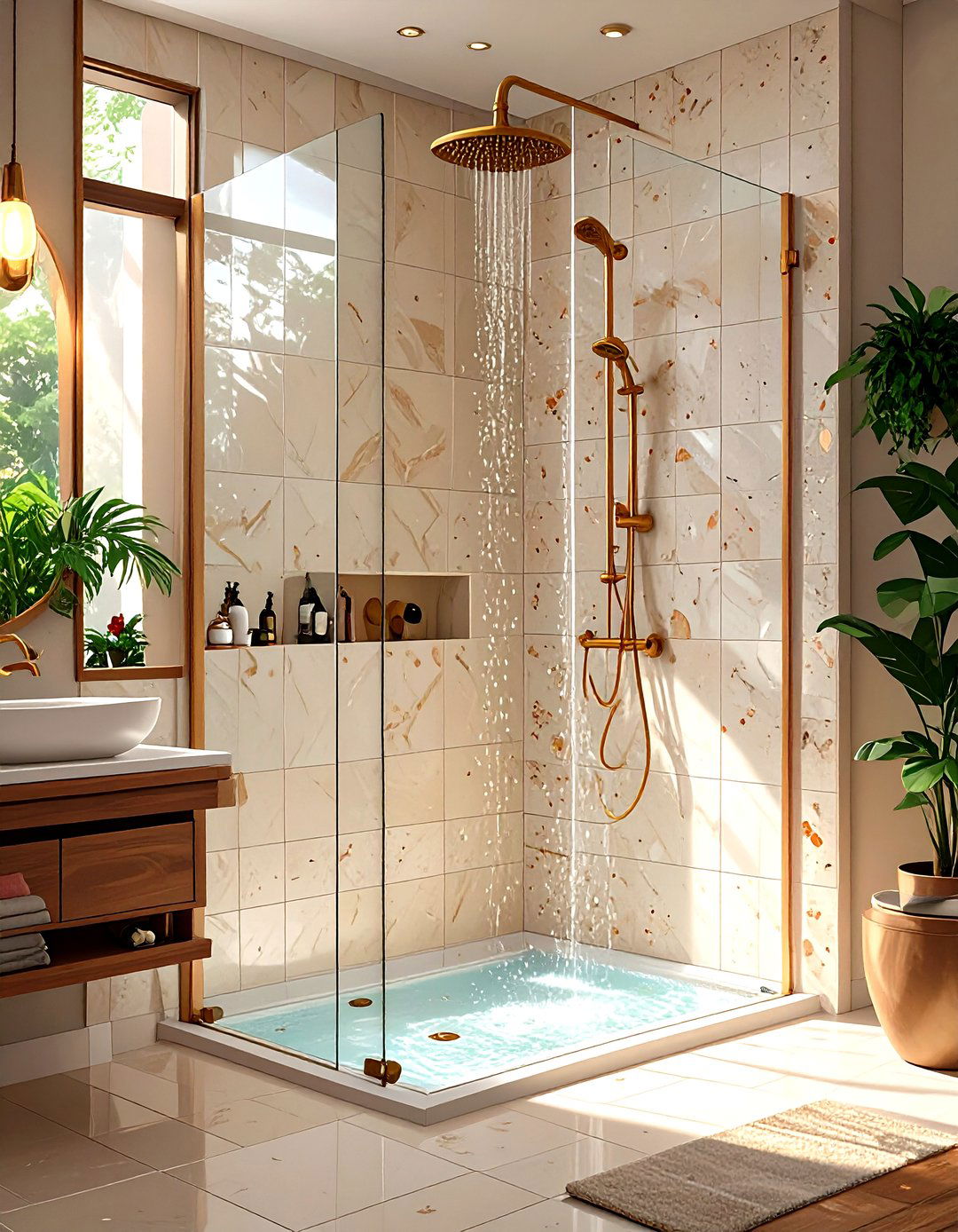 Terrazzo Look Porcelain Shower Tile - 30 small shower tile ideas