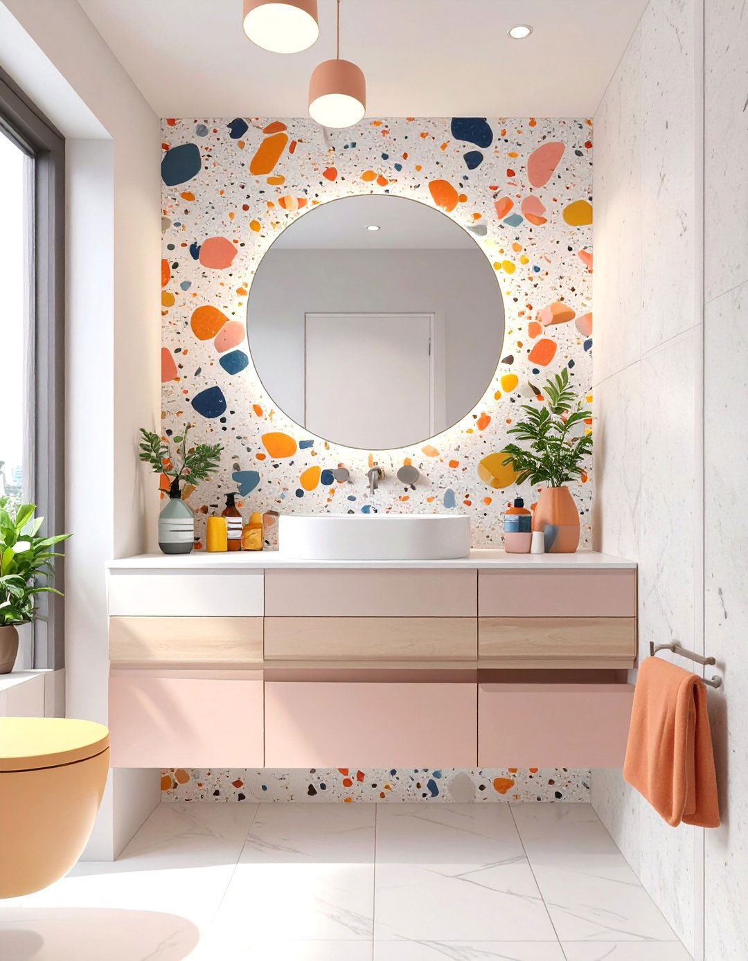 Terrazzo Pattern Bathroom Wallpaper - 30 bathroom wallpaper ideas