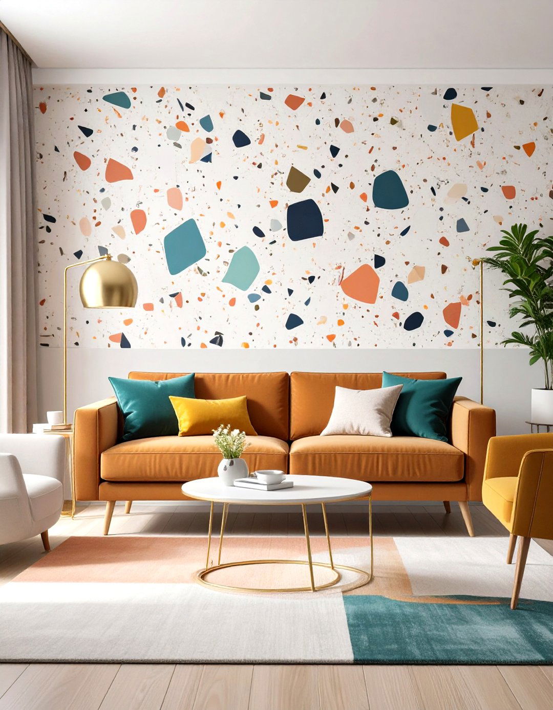 Terrazzo Pattern Living Room Wallpaper - 30 classy wallpaper designs for living room