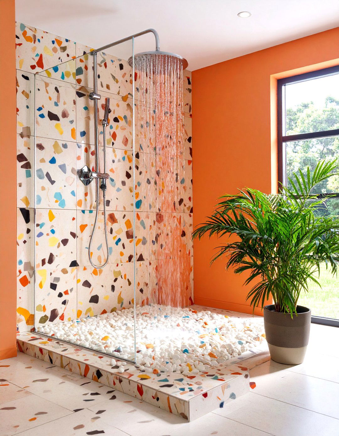 Terrazzo Style Large Tile Shower - 30 large tile shower ideas