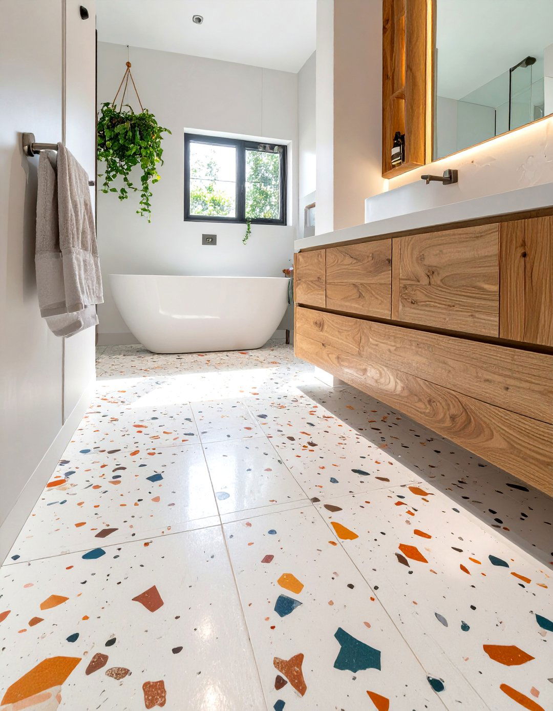 Terrazzo Tile Flooring for Small Bathrooms - 30 small bathroom bathroom flooring ideas