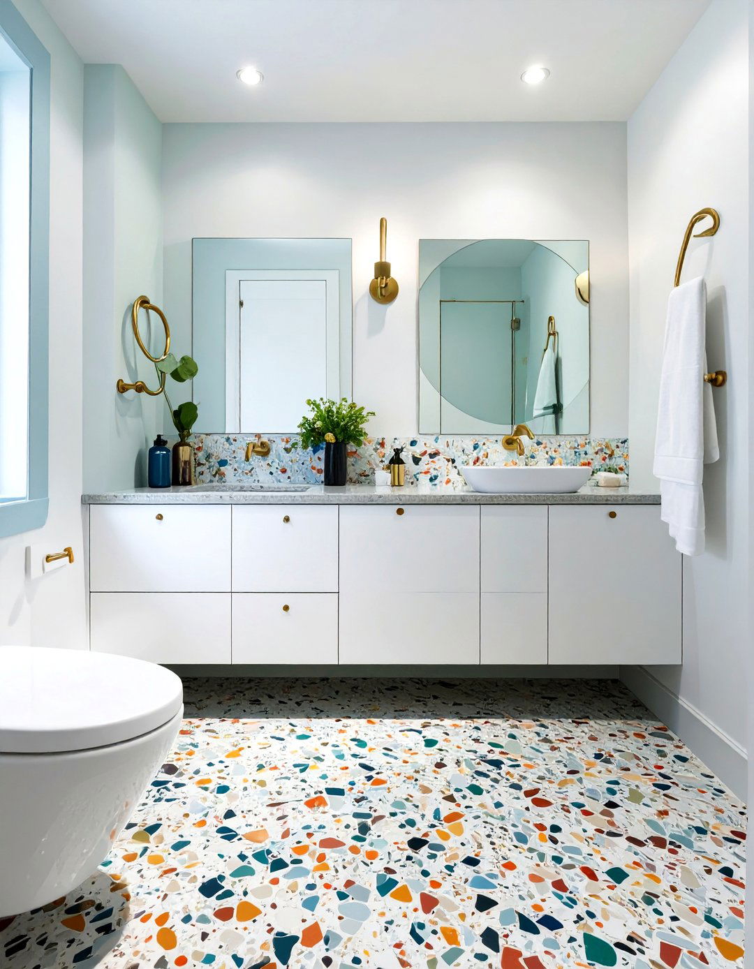 Terrazzo Tile Half Bathroom - 30 half bathroom decor ideas