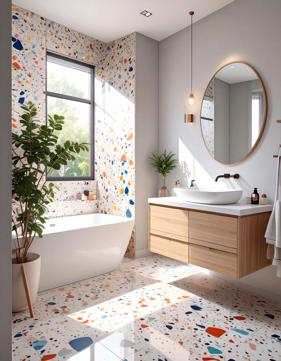 Terrazzo Tile Half Bathroom - 30 modern half bathroom ideas