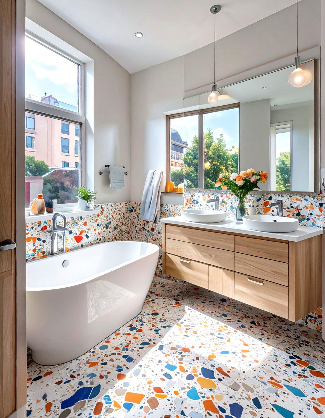 Terrazzo Tiled Apartment Bathroom Fun - 30 apartment bathroom ideas