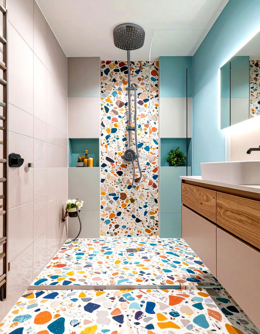 Terrazzo Tiled Shower - 30 shower designs