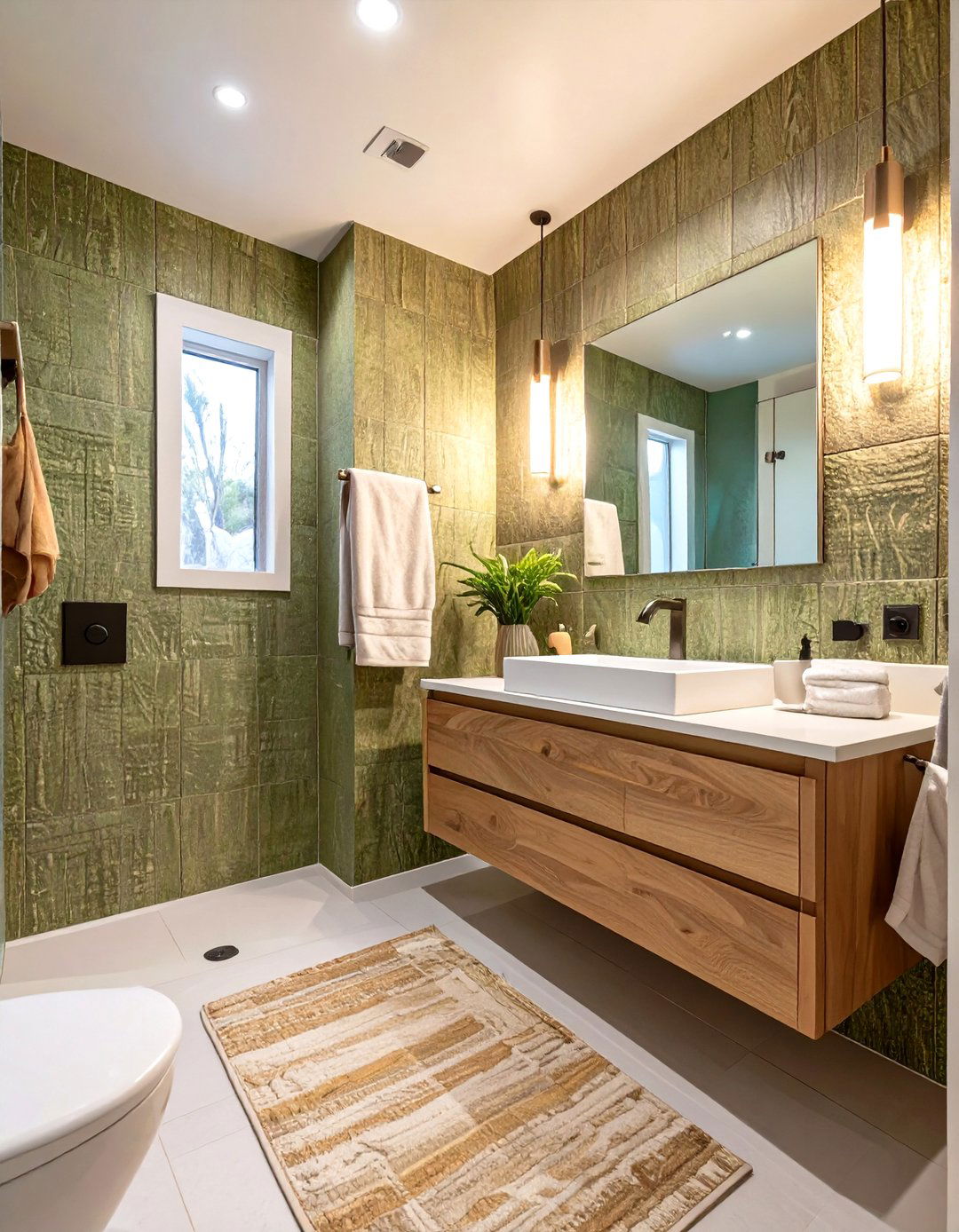 Textural Grasscloth Half Bathroom - 30 half bathroom remodel ideas