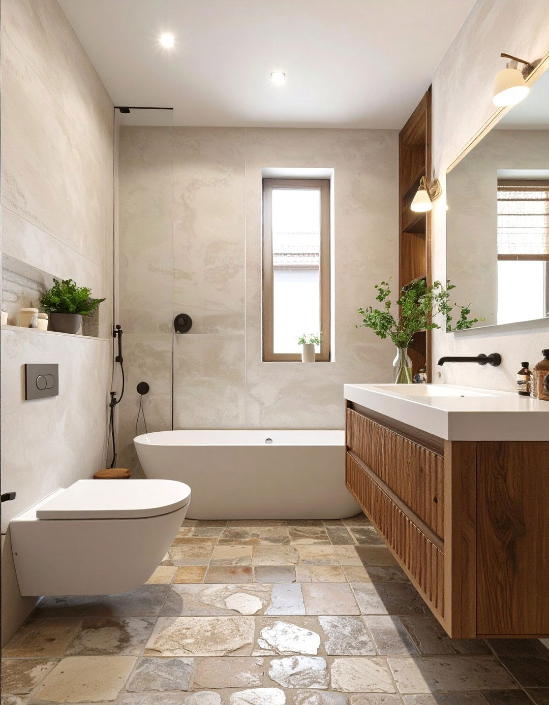 Textural Neutral Apartment Bathroom - 30 apartment bathroom ideas