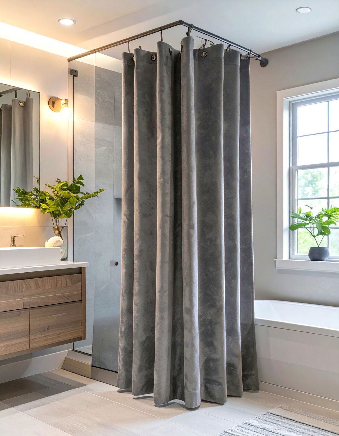 Textured Chenille Shower Curtain - 30 shower curtain ideas
