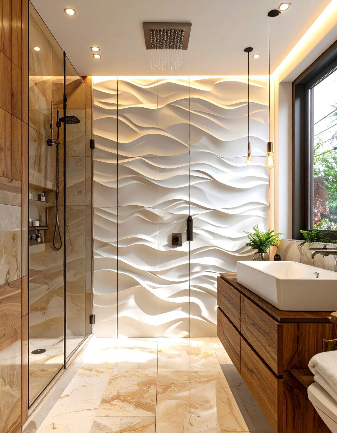Textured D Shower Tile - 30 small shower tile ideas