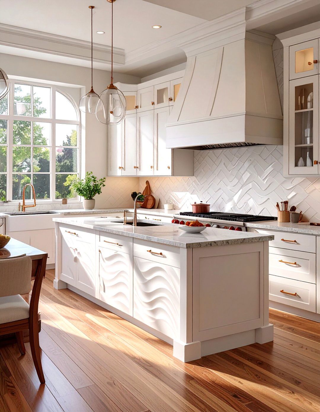 Textured D Tile Backsplash - 30 backsplash ideas for white cabinets and granite countertops