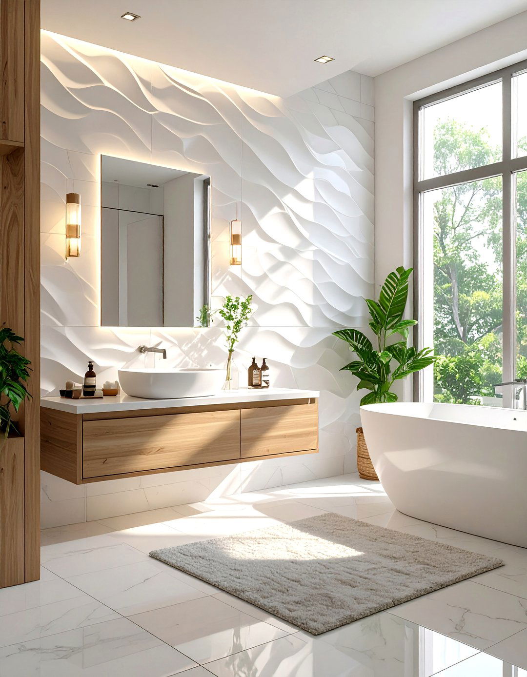 Textured D Tile Bathroom Walls - 30 bathroom wall tile ideas