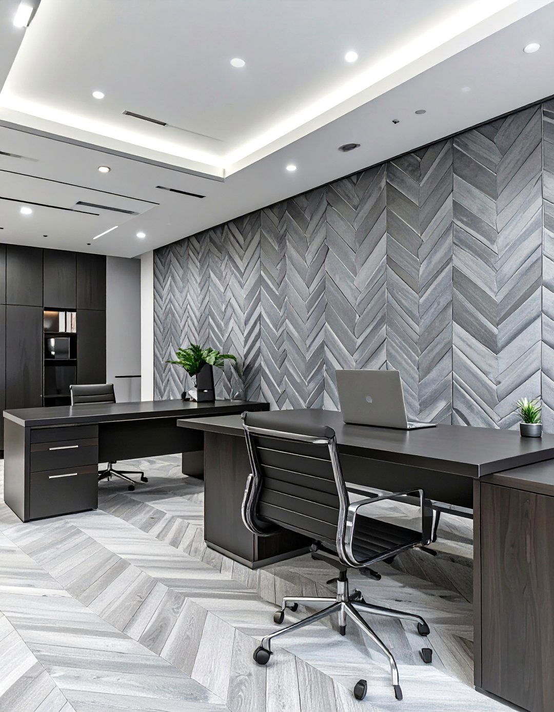 Textured Fabric Herringbone Office Wallpaper - 30 office wallpaper ideas