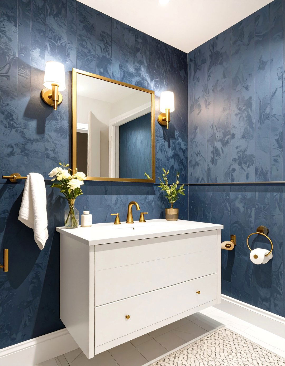 Textured Grasscloth Half Bathroom - 30 half bathroom decor ideas