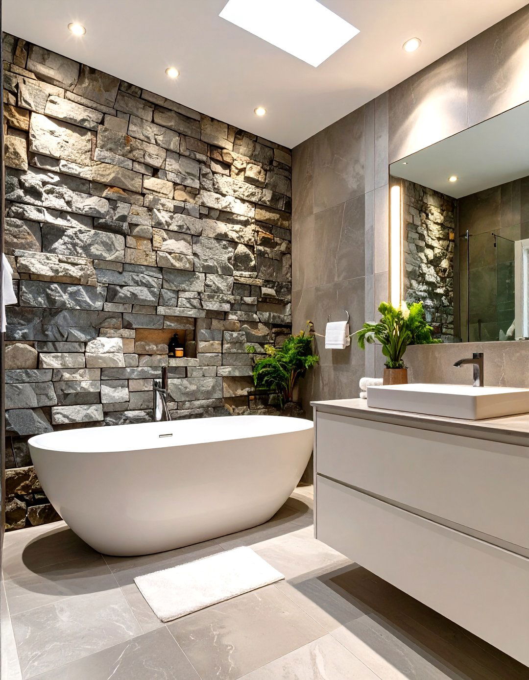 Textured Grey and White Bathroom - 30 grey and white bathroom ideas