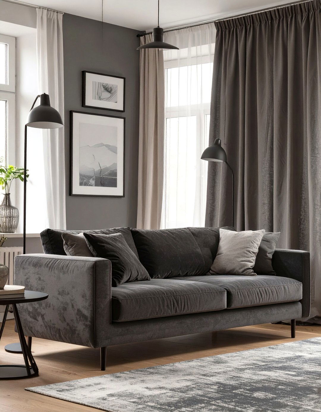 Textured Grey on Grey Living Room - 30 black and grey living room ideas