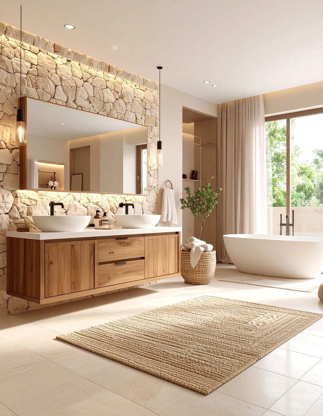 Textured Neutral Bathroom Palette - 30 5x8 bathroom remodel ideas