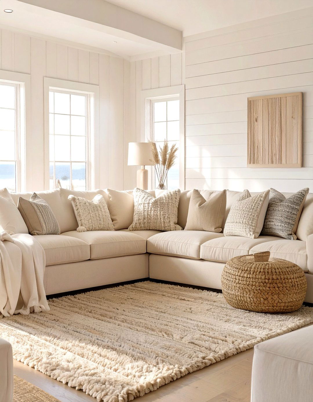 Textured Neutral Coastal Family Room - 30 modern coastal interior design ideas