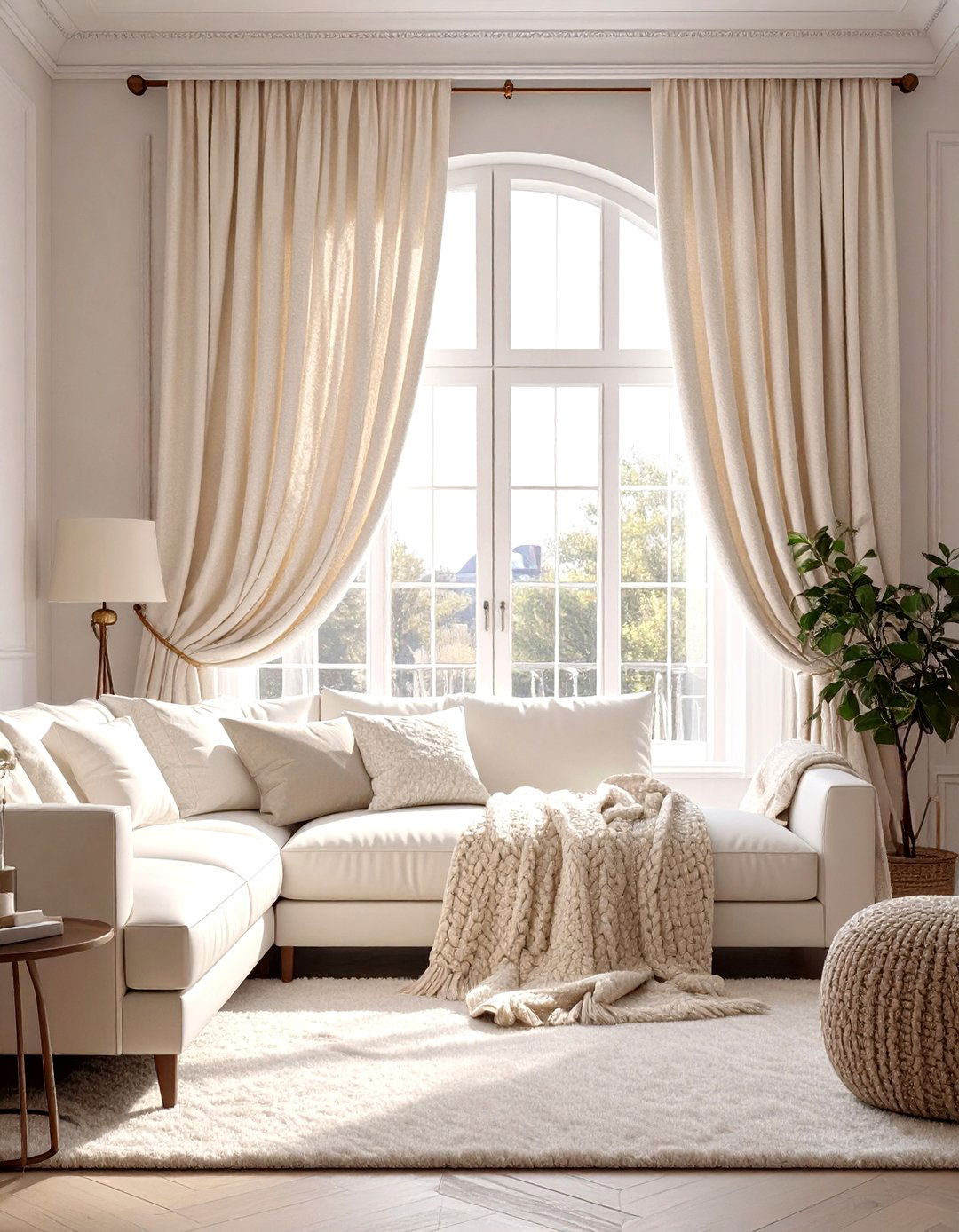 Textured Neutral Curtains - 30 modern curtain designs for living room