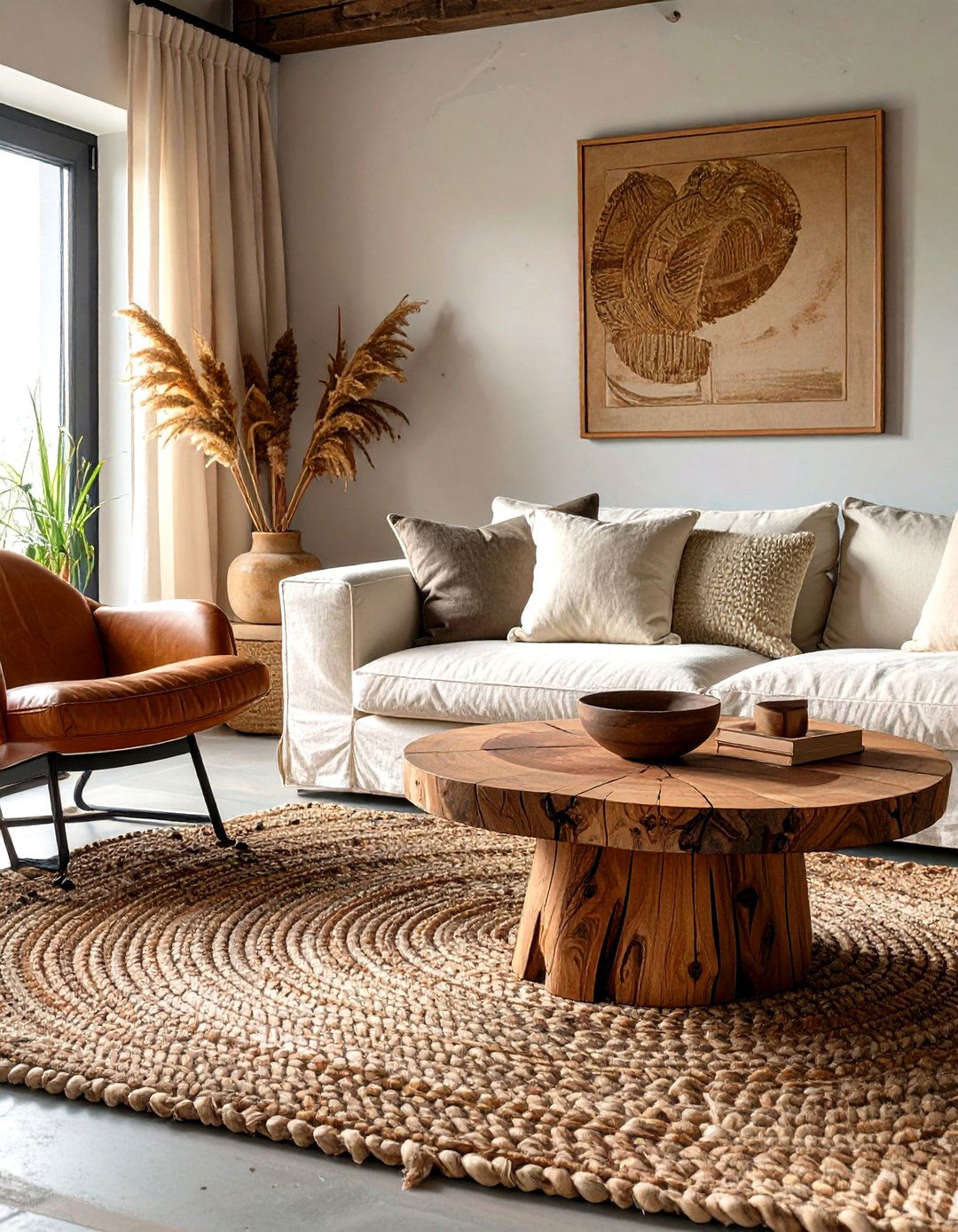 Textured Neutral Living Space - 30 interior design for a minimalist home ideas