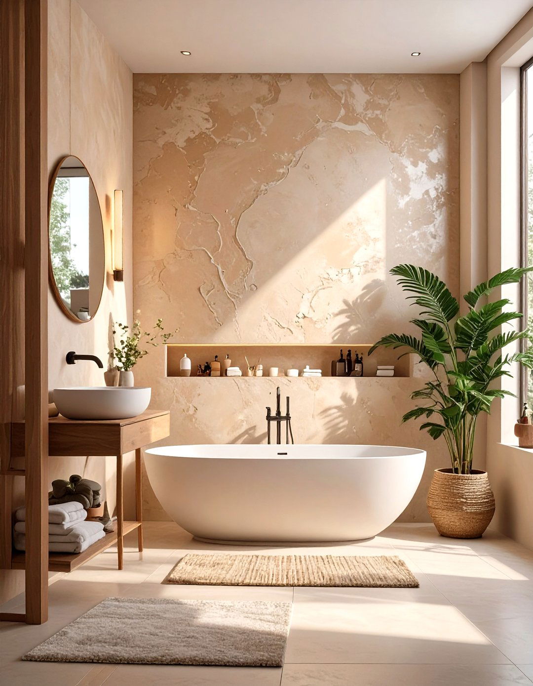 Textured Plaster Accent Wall - 30 small bathroom accent wall ideas