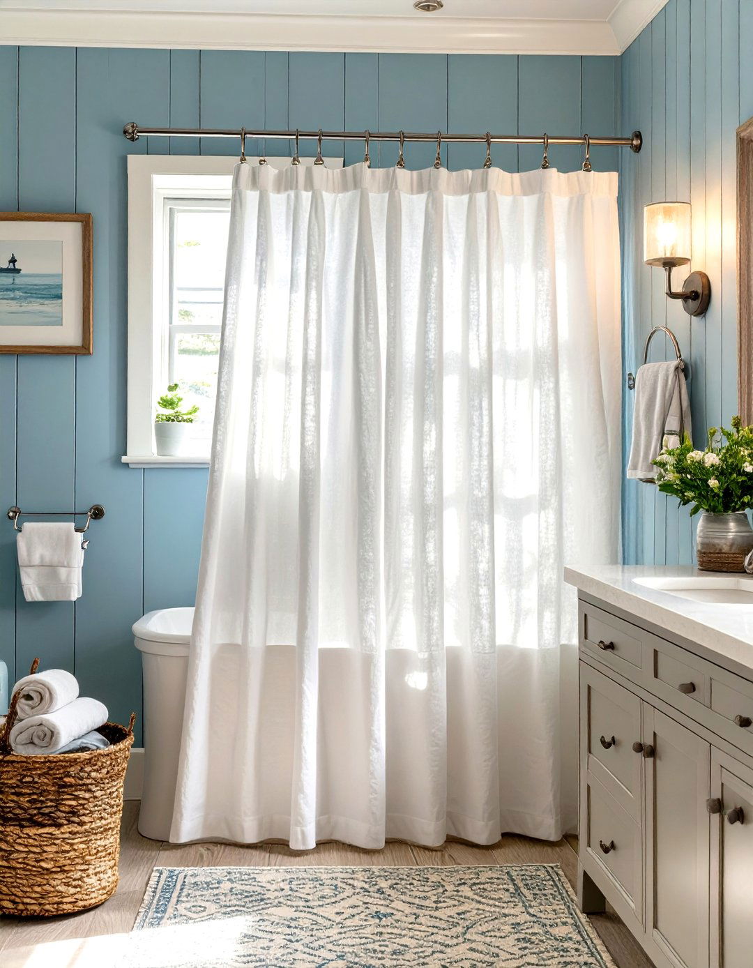 Textured Seersucker Shower Curtain - 30 elegant shower curtain ideas
