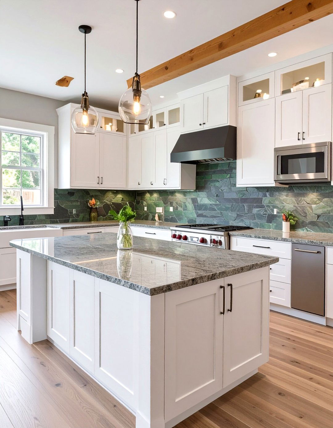 Textured Slate Tile Backsplash - 30 backsplash ideas for white cabinets and granite countertops