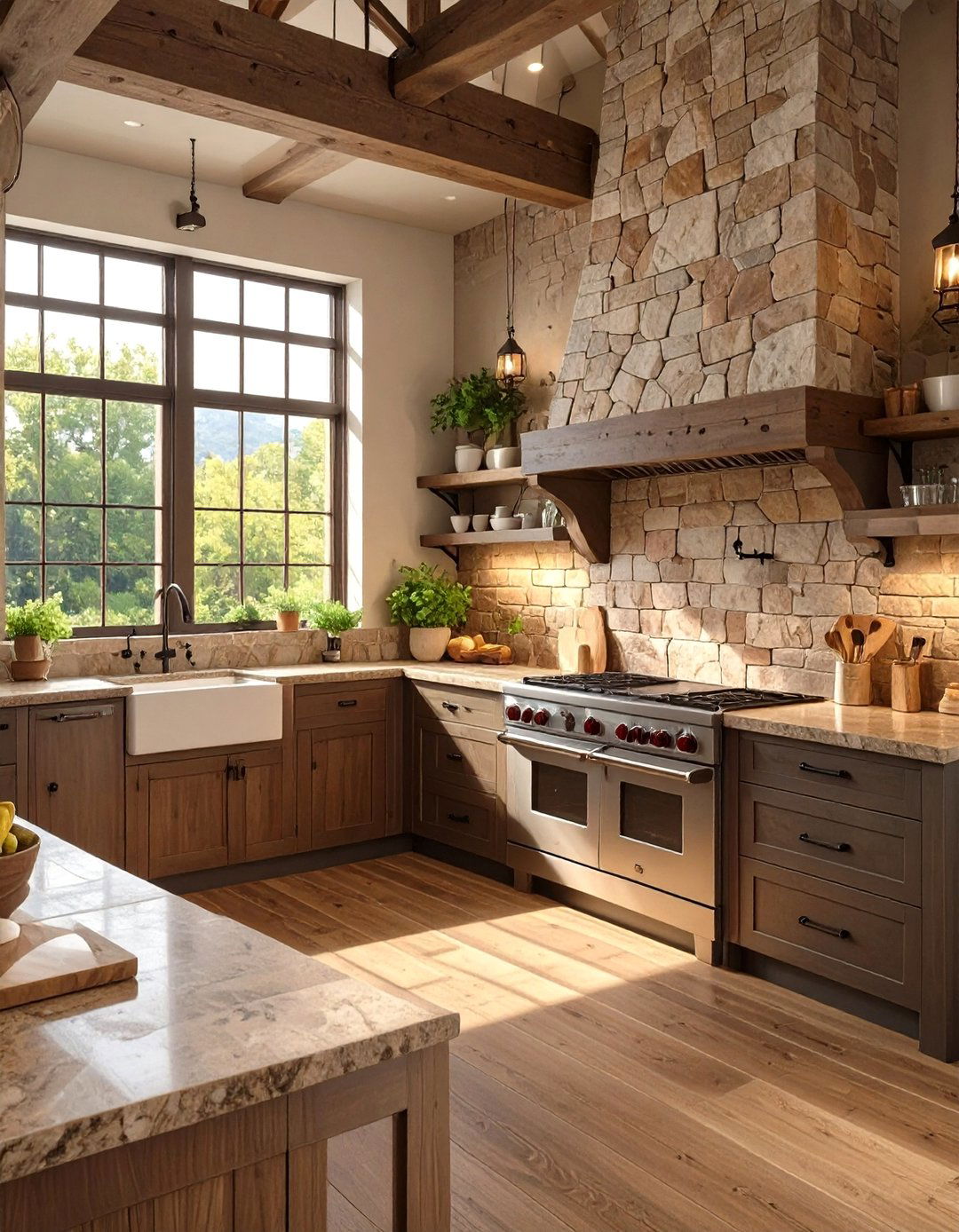 Textured Stone Ledger Panel Backsplash - 30 backsplash ideas for fantasy brown granite countertops