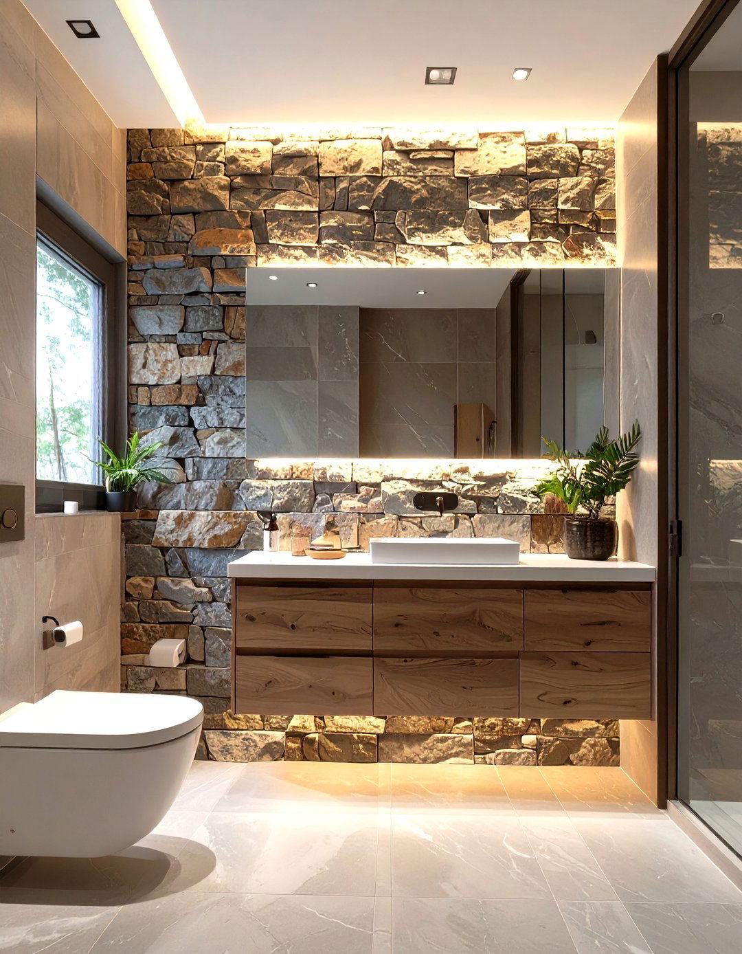 Textured Wall Bathroom - 30 mens bathroom ideas