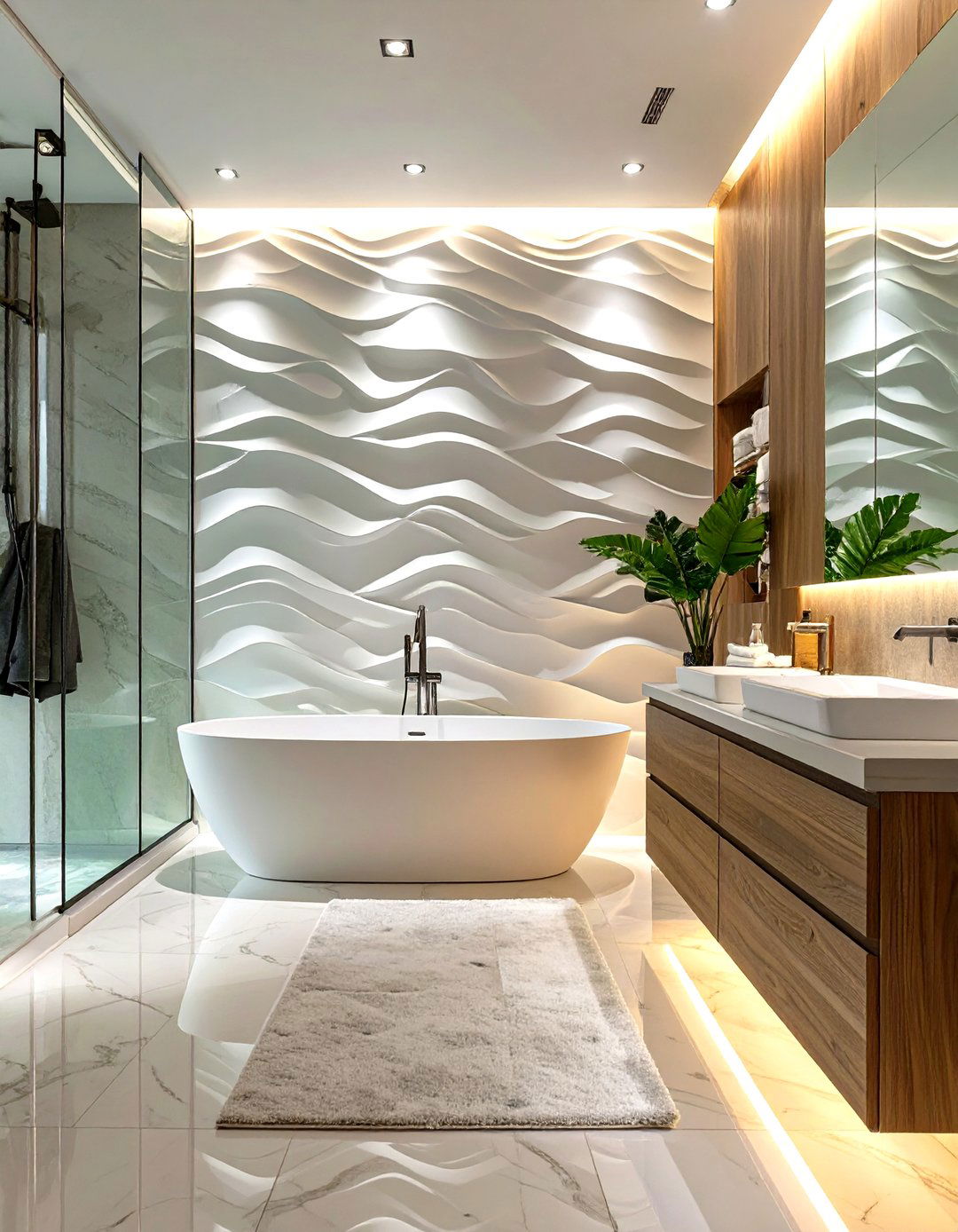 Textured Wall Panels - 30 ultra modern modern luxury bathroom design ideas