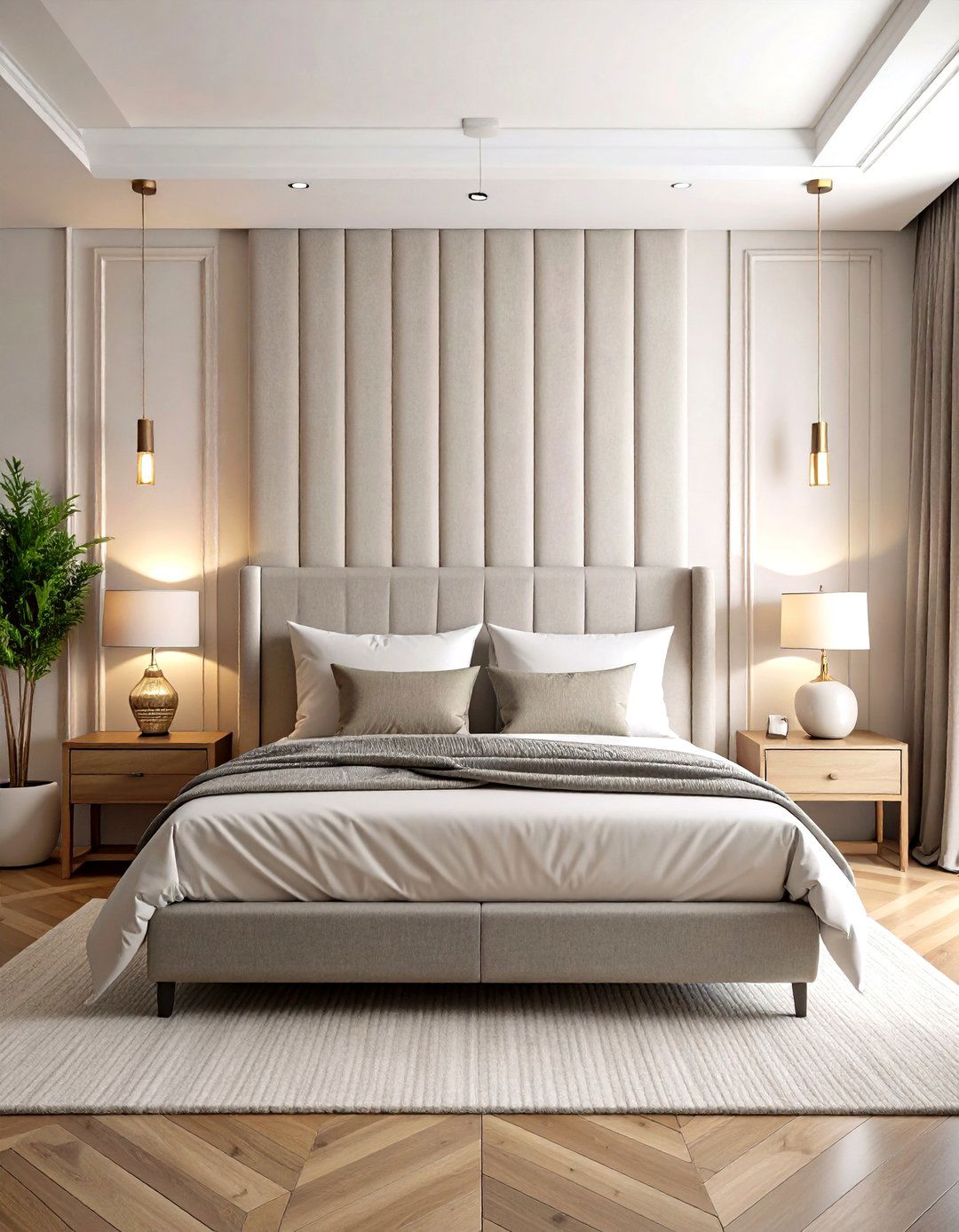 Textured Wall Panels Behind the Bed - 30 romantic modern luxury master bedroom designs