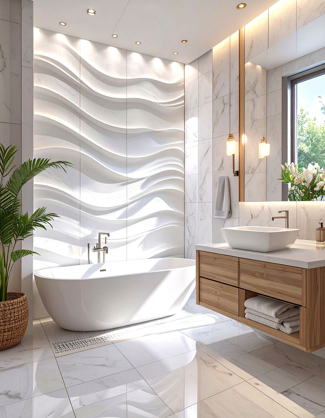 Textured Wall Tiles - 30 small bathroom tile ideas