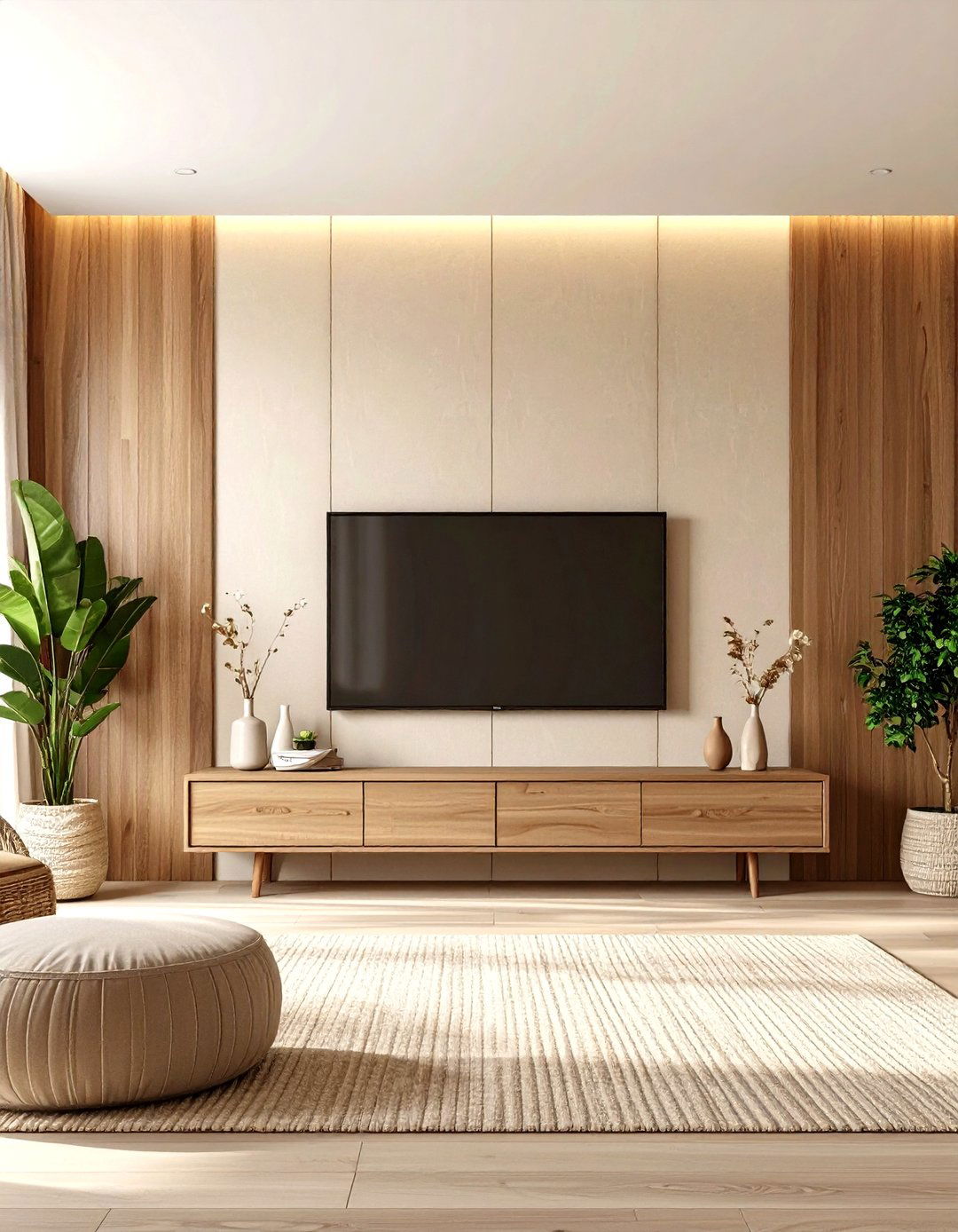 Textured Wallpaper Backdrop - 30 living room tv wall ideas