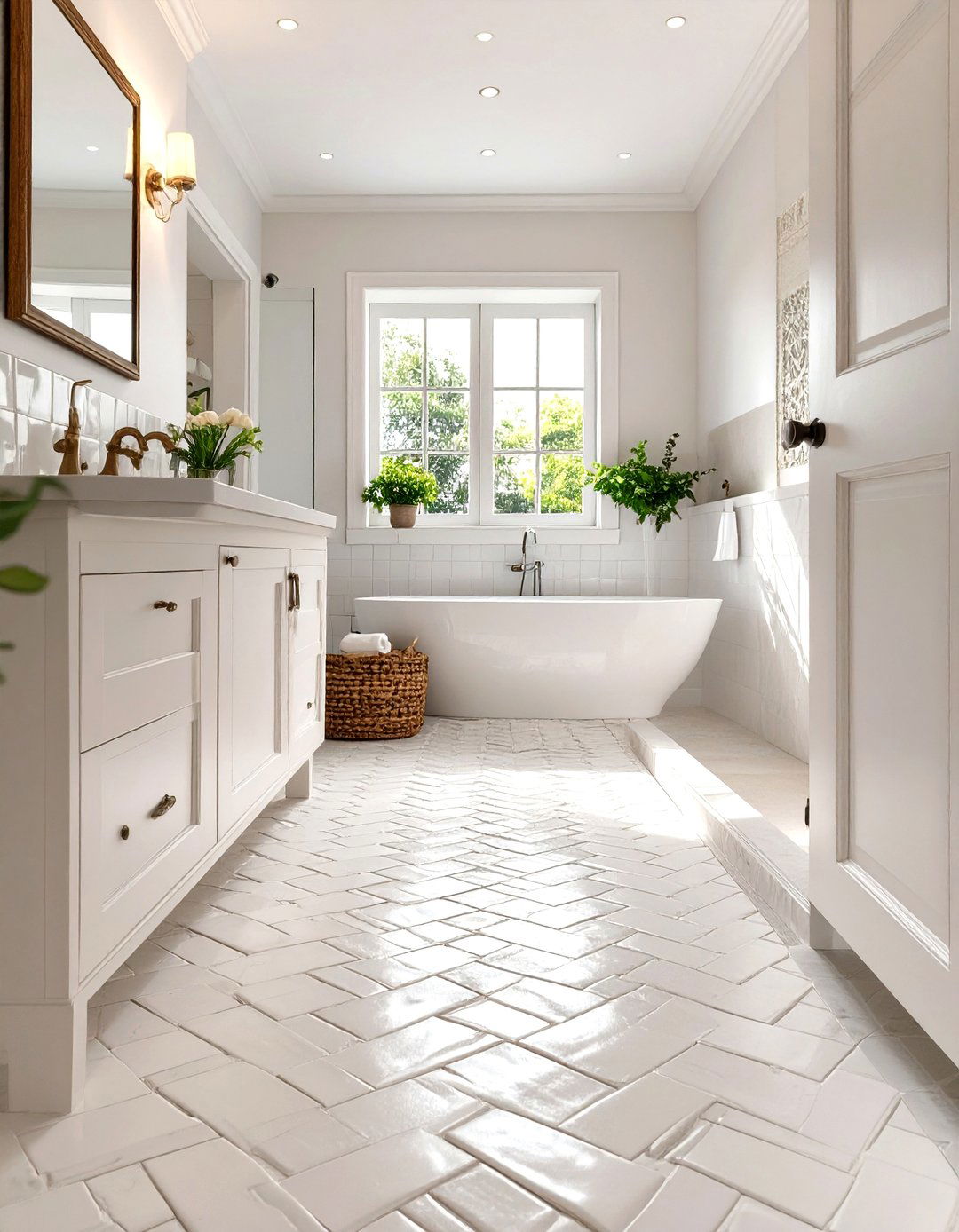 Textured White D Tiles - 30 white bathroom tile ideas