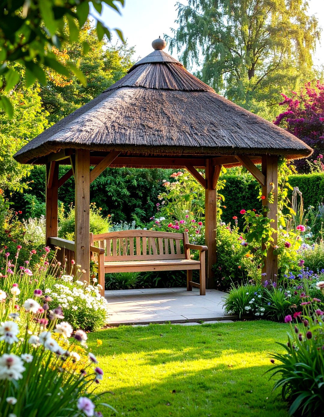 Thatched Roof Garden Arbor - 30 garden arbor ideas