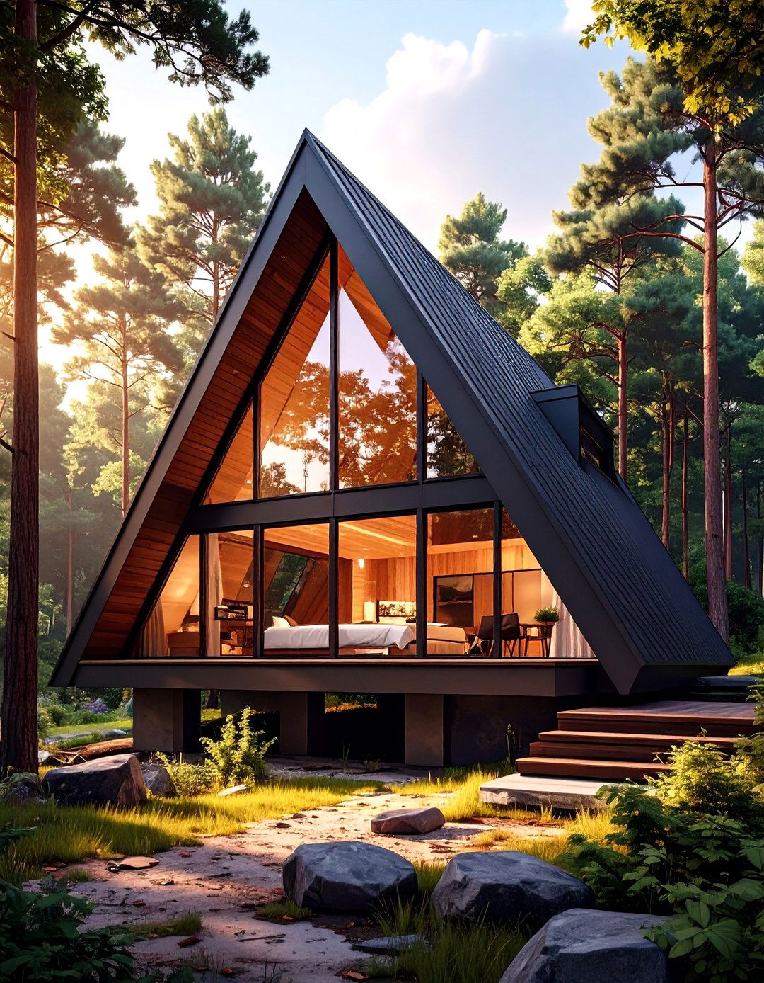 The A Frame Cabin Reinvented - 30 low budget simple two storey house design ideas