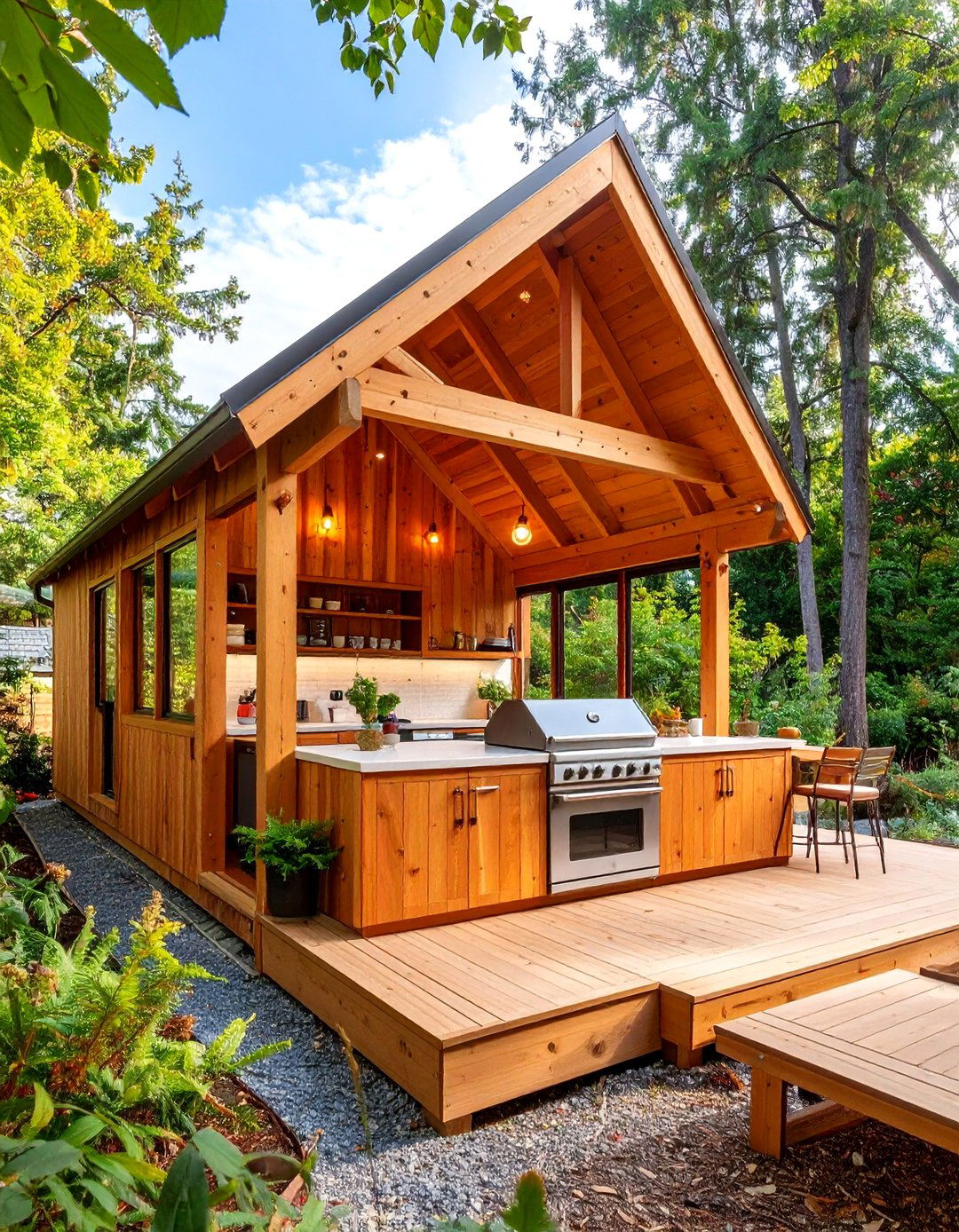 The A Frame Cabin Style Kitchen - 30 backyard covered outdoor kitchen ideas