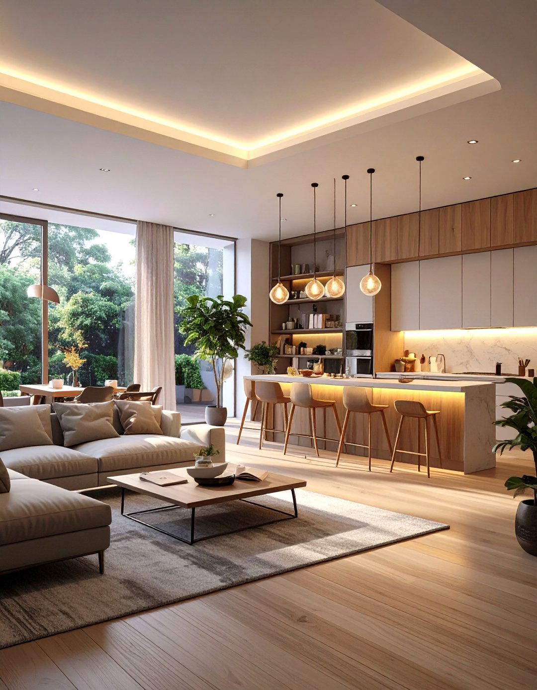 The AI Coordinated Open Plan Living Space - 30 ai lighting layout ideas