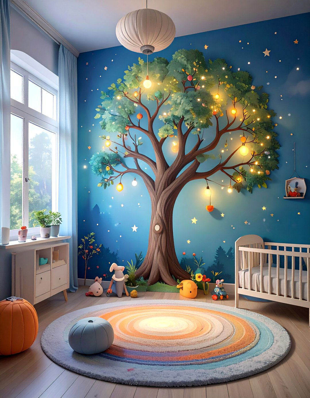 The AI Growth Tracking Mural Nursery - 30 ai nursery design ideas