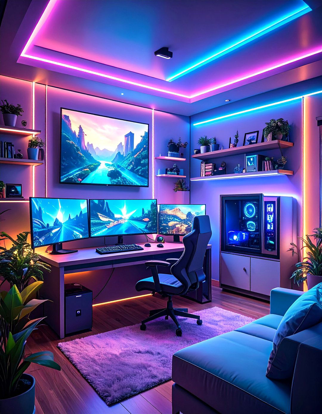 The AI Powered Gaming Den - 30 ai tiny home interior ideas