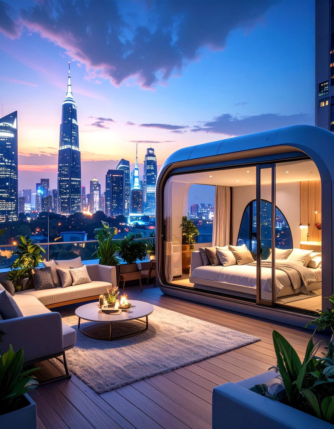 The AI Powered Urban Rooftop Pod - 30 ai tiny home interior ideas
