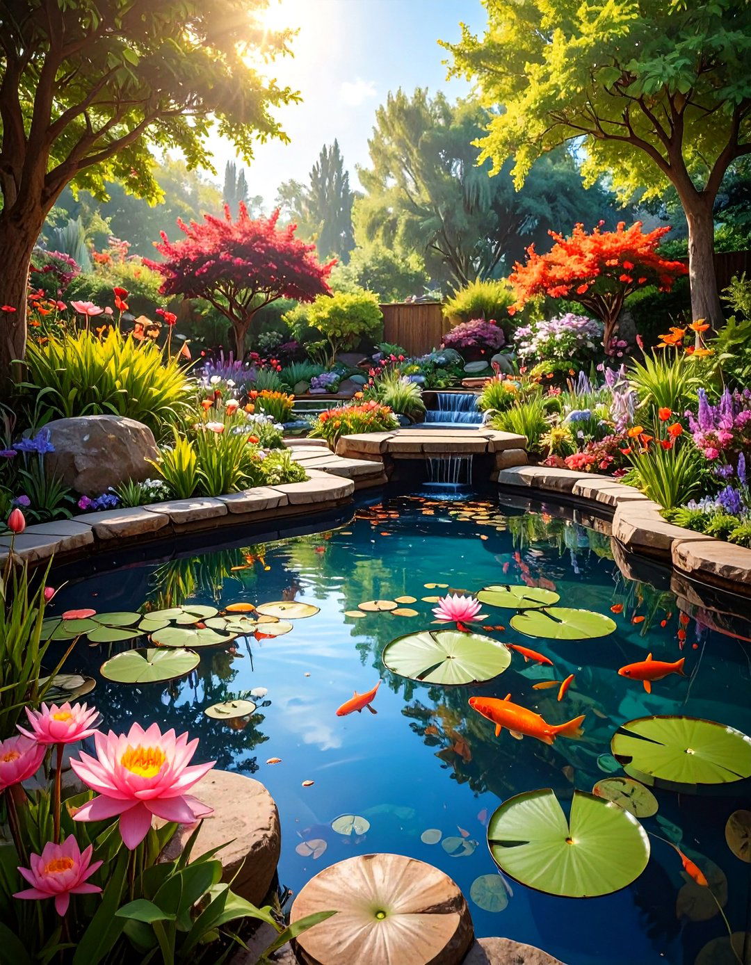 The AI Powered Water Feature Ecosystem - 30 ai sustainable landscape design ideas