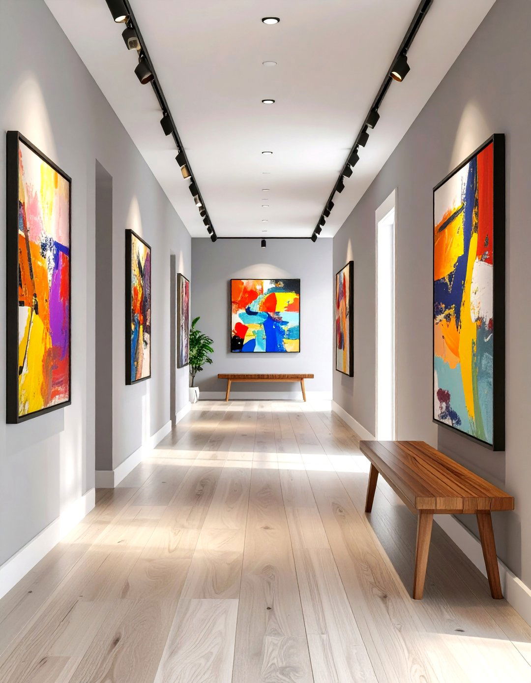 The Abstract Art Filled Hallway - 30 1950s interior design ideas