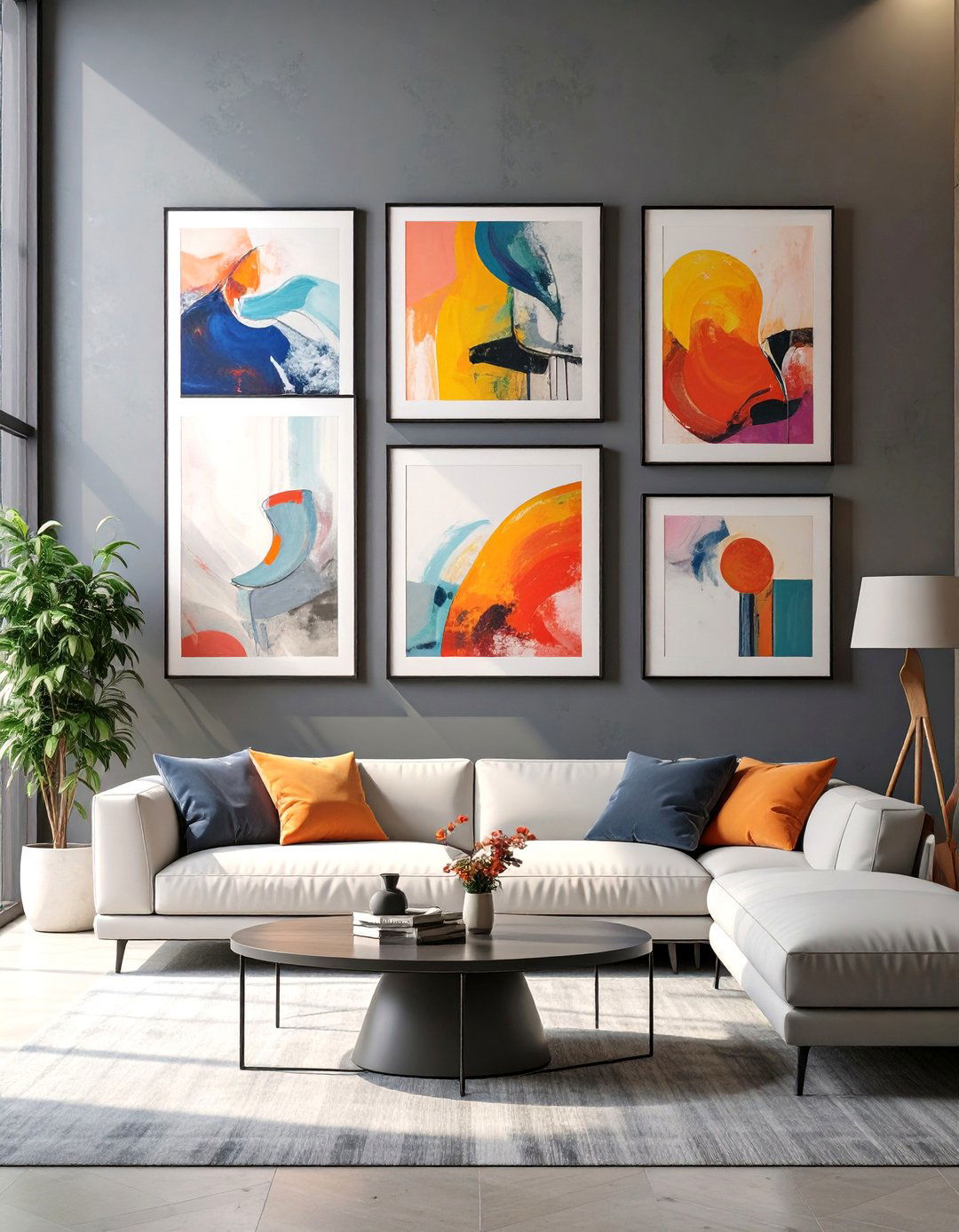 The Abstract Art Gallery Wall - 30 dark academia interior design ideas