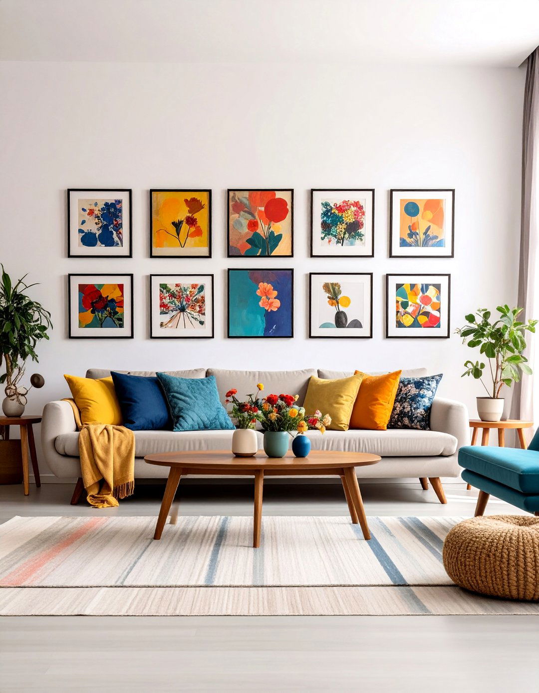 The Abstract Art Gallery Wall - 30 60s interior design ideas