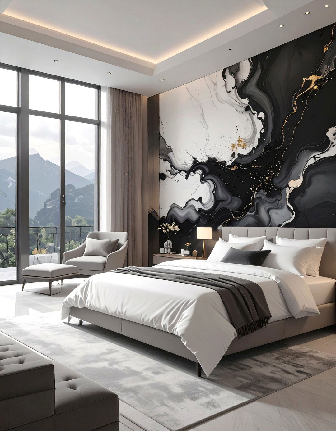 The Abstract Ink Bedroom - 30 dark romantic bedroom ideas