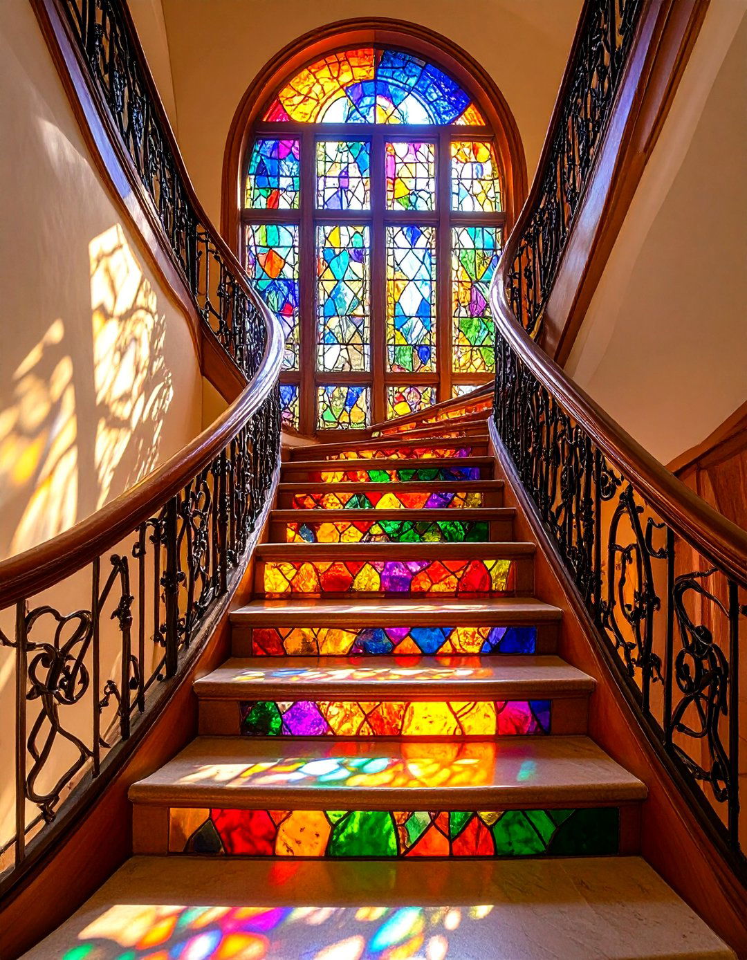 The Abstract Stained Glass Stairwell - 30 1920s interior design ideas
