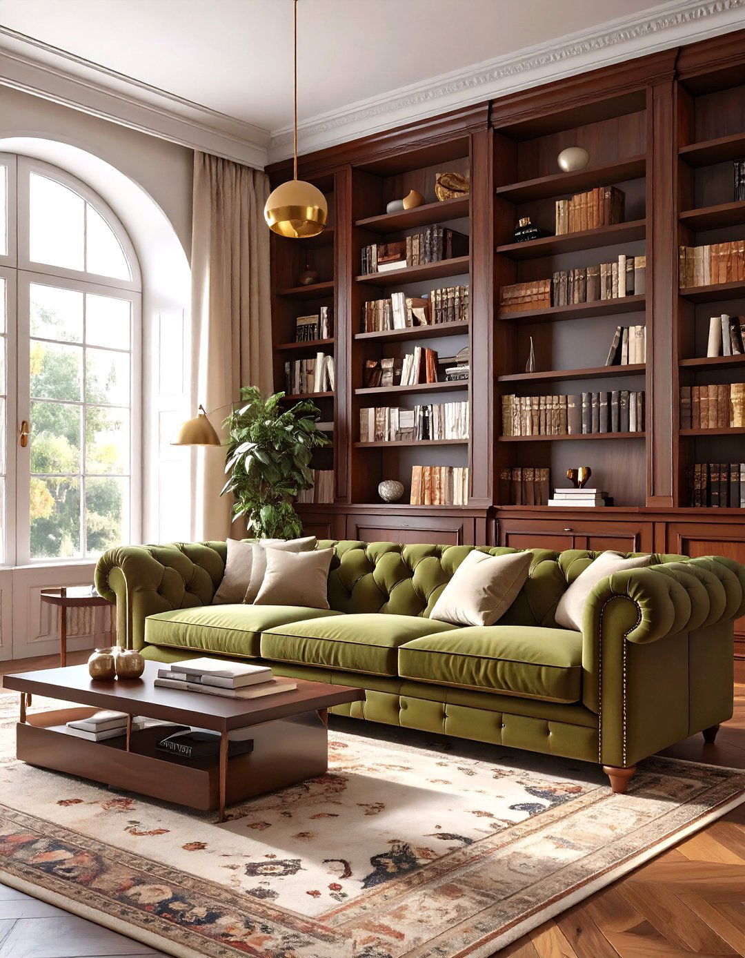 The Academic Dark Academia Living Room - 30 olive green sofa living room ideas