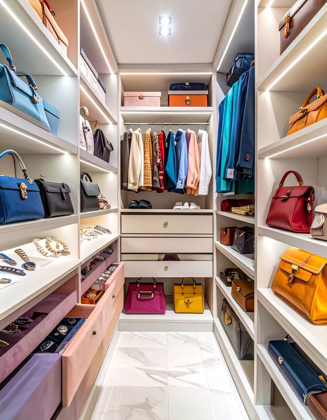 The Accessory Centric Closet - 30 narrow walk in closet ideas