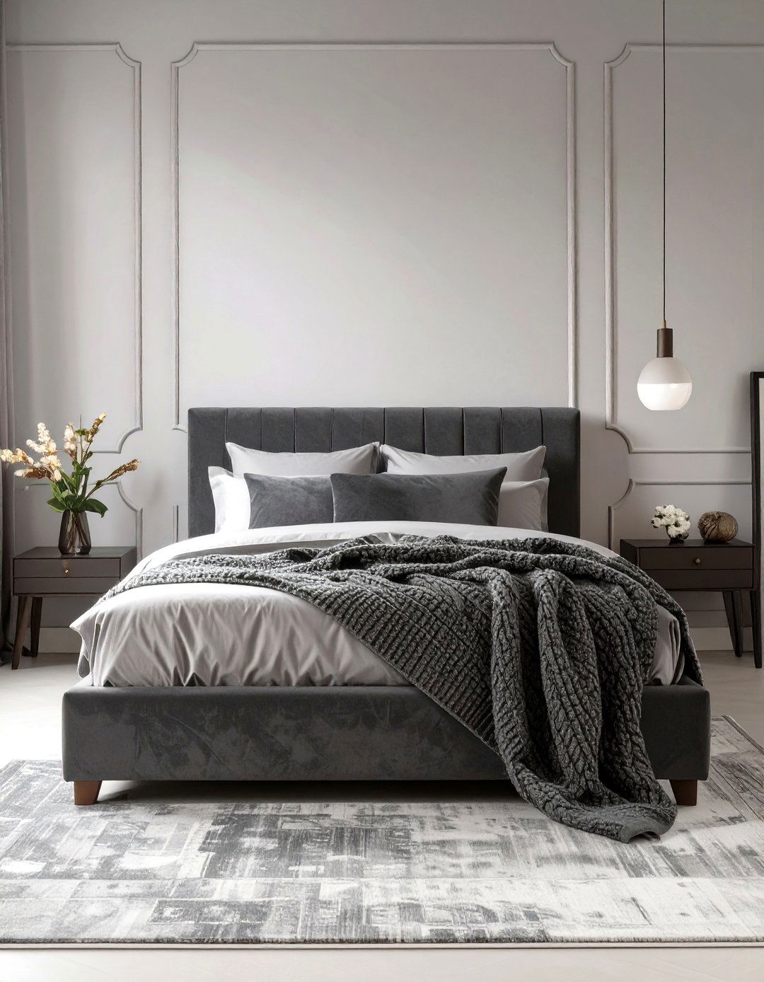 The All Gray Monochromatic Bedroom - 30 mens bedroom ideas on a budget